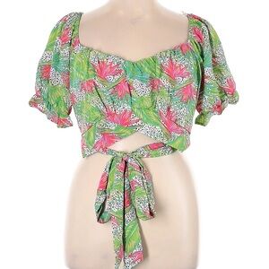 Tropical Leaf Print Crop Top